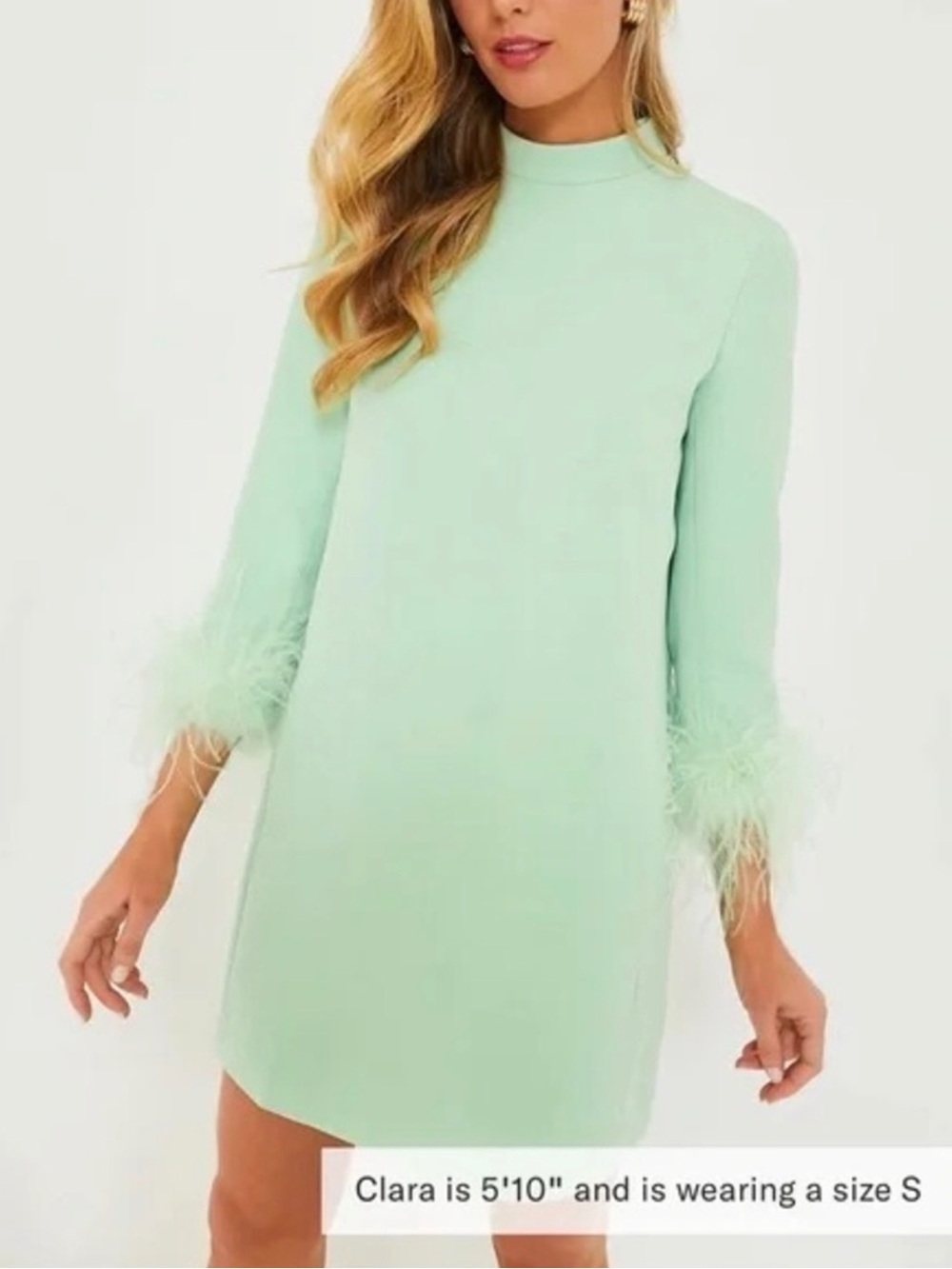 Tuckernuck NWT Mint Green Feather-Trim Mini Dress Small